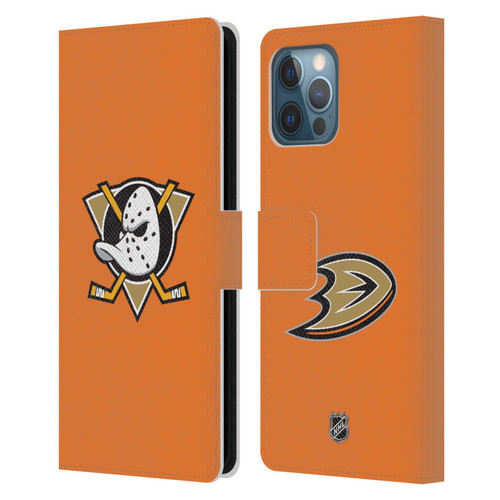 NHL Anaheim Ducks Plain Leather Book Wallet Case Cover For Apple iPhone 12 Pro Max
