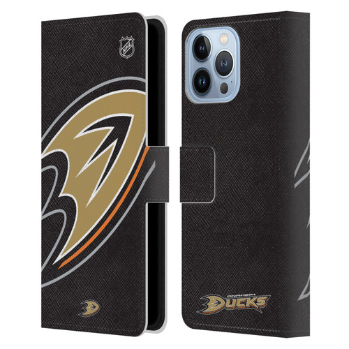NHL Anaheim Ducks Oversized Leather Book Wallet Case Cover For Apple iPhone 13 Pro Max