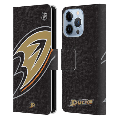 NHL Anaheim Ducks Oversized Leather Book Wallet Case Cover For Apple iPhone 13 Pro