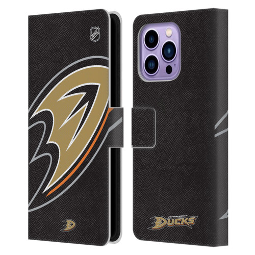 NHL Anaheim Ducks Oversized Leather Book Wallet Case Cover For Apple iPhone 14 Pro Max