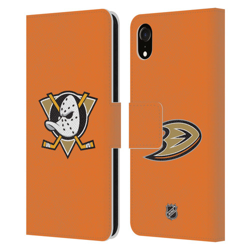 NHL Anaheim Ducks Plain Leather Book Wallet Case Cover For Apple iPhone XR NHL Anaheim Ducks Plain Leather Book Wallet Case Cover For Apple iPhone XR