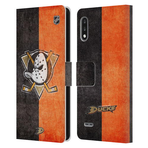 NHL Anaheim Ducks Half Distressed Leather Book Wallet Case Cover For LG K22