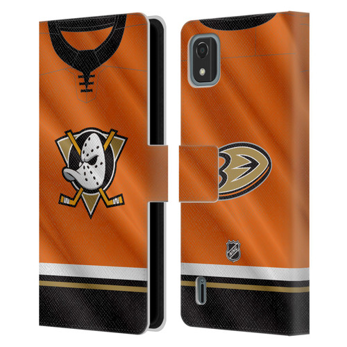 NHL Anaheim Ducks Jersey Leather Book Wallet Case Cover For Nokia C2 2nd Edition