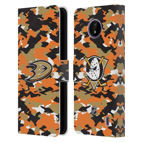 NHL Anaheim Ducks Camouflage Leather Book Wallet Case Cover For Nokia C10 / C20