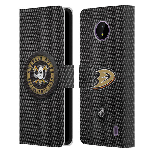 NHL Anaheim Ducks Puck Texture Leather Book Wallet Case Cover For Nokia C10 / C20