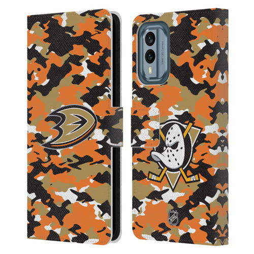 NHL Anaheim Ducks Camouflage Leather Book Wallet Case Cover For Nokia X30