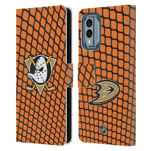 NHL Anaheim Ducks Net Pattern Leather Book Wallet Case Cover For Nokia X30
