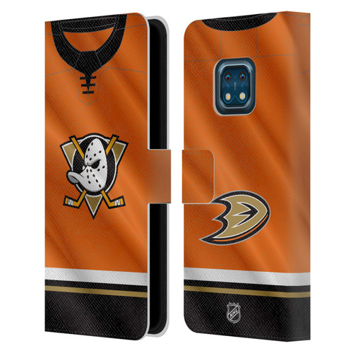 NHL Anaheim Ducks Jersey Leather Book Wallet Case Cover For Nokia XR20