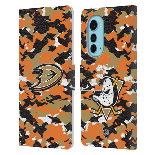NHL Anaheim Ducks Camouflage Leather Book Wallet Case Cover For Motorola Edge (2022) NHL Anaheim Ducks Camouflage Leather Book Wallet Case Cover For Motorola Edge (2022)
