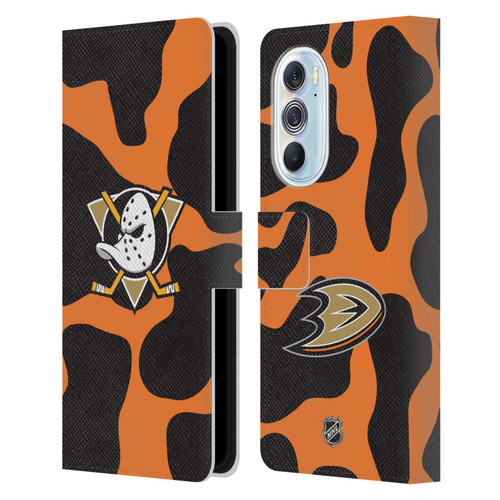 NHL Anaheim Ducks Cow Pattern Leather Book Wallet Case Cover For Motorola Edge X30