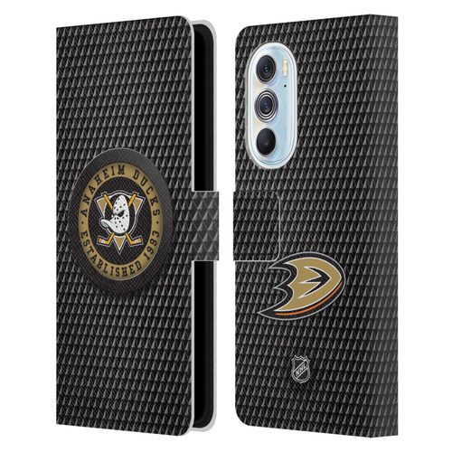 NHL Anaheim Ducks Puck Texture Leather Book Wallet Case Cover For Motorola Edge X30