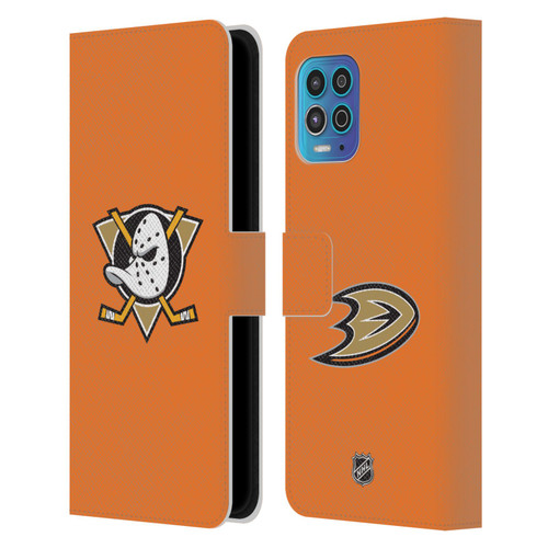 NHL Anaheim Ducks Plain Leather Book Wallet Case Cover For Motorola Moto G100