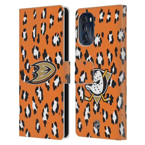 NHL Anaheim Ducks Leopard Patten Leather Book Wallet Case Cover For Motorola Moto G (2022) NHL Anaheim Ducks Leopard Patten Leather Book Wallet Case Cover For Motorola Moto G (2022)