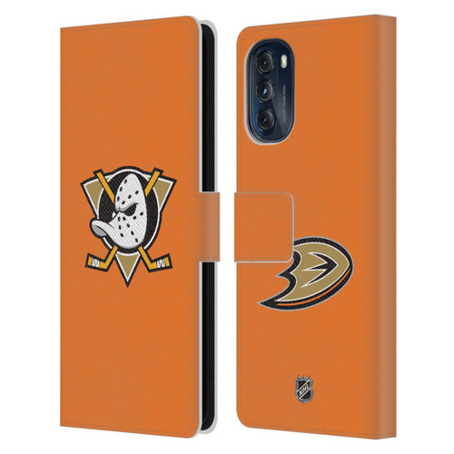 NHL Anaheim Ducks Plain Leather Book Wallet Case Cover For Motorola Moto G (2022)