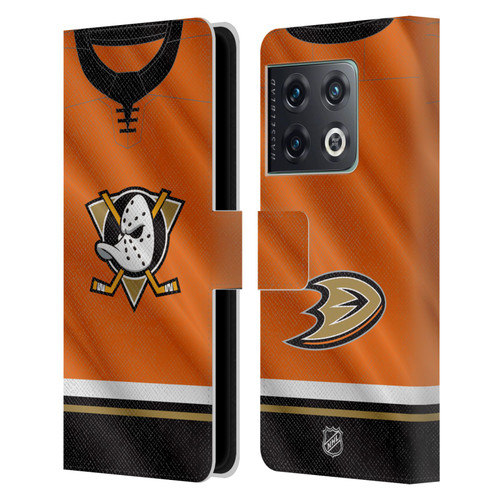 NHL Anaheim Ducks Jersey Leather Book Wallet Case Cover For OnePlus 10 Pro