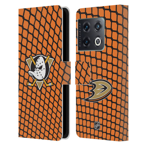 NHL Anaheim Ducks Net Pattern Leather Book Wallet Case Cover For OnePlus 10 Pro