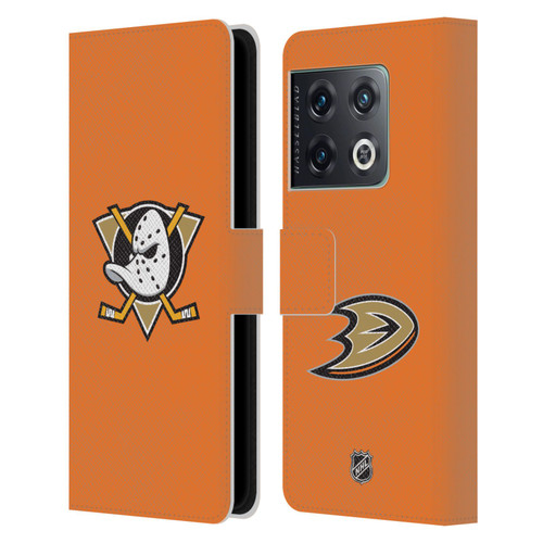 NHL Anaheim Ducks Plain Leather Book Wallet Case Cover For OnePlus 10 Pro