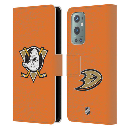 NHL Anaheim Ducks Plain Leather Book Wallet Case Cover For OnePlus 9