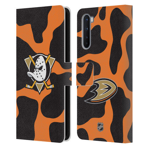 NHL Anaheim Ducks Cow Pattern Leather Book Wallet Case Cover For OnePlus Nord 5G