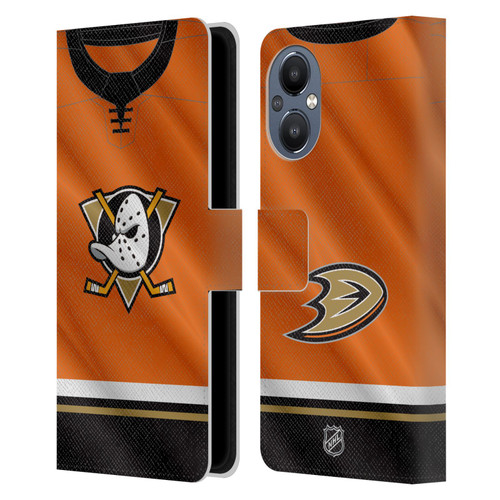 NHL Anaheim Ducks Jersey Leather Book Wallet Case Cover For OnePlus Nord N20 5G