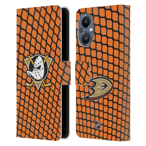 NHL Anaheim Ducks Net Pattern Leather Book Wallet Case Cover For OnePlus Nord N20 5G