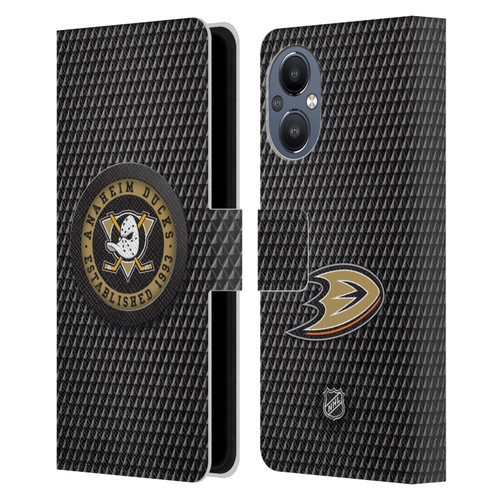 NHL Anaheim Ducks Puck Texture Leather Book Wallet Case Cover For OnePlus Nord N20 5G