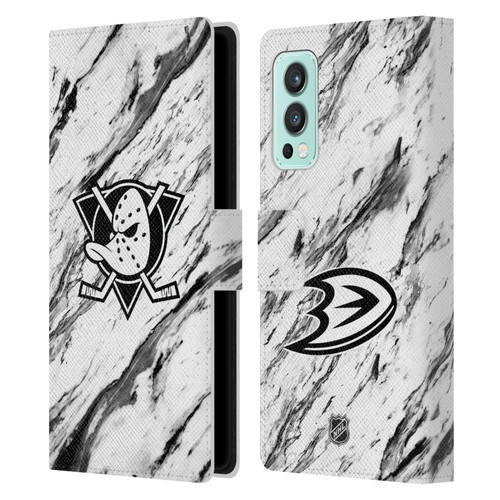 NHL Anaheim Ducks Marble Leather Book Wallet Case Cover For OnePlus Nord 2 5G