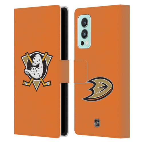 NHL Anaheim Ducks Plain Leather Book Wallet Case Cover For OnePlus Nord 2 5G