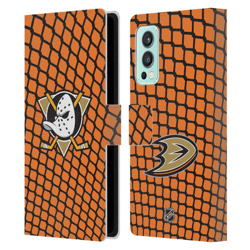 NHL Anaheim Ducks Net Pattern Leather Book Wallet Case Cover For OnePlus Nord 2 5G