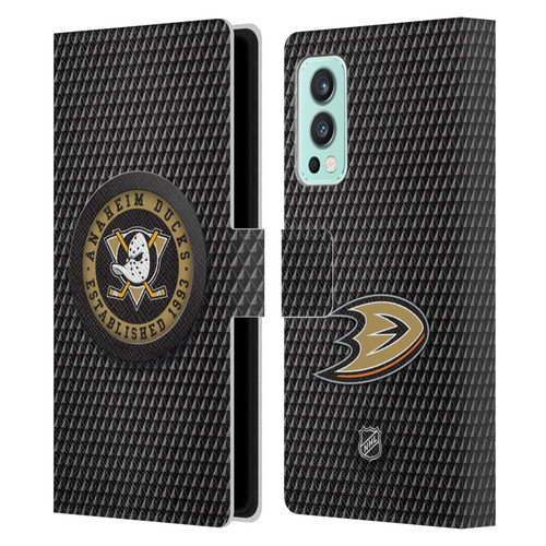 NHL Anaheim Ducks Puck Texture Leather Book Wallet Case Cover For OnePlus Nord 2 5G