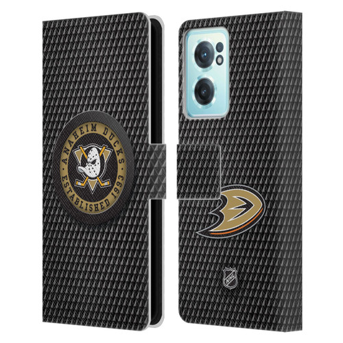 NHL Anaheim Ducks Puck Texture Leather Book Wallet Case Cover For OnePlus Nord CE 2 5G