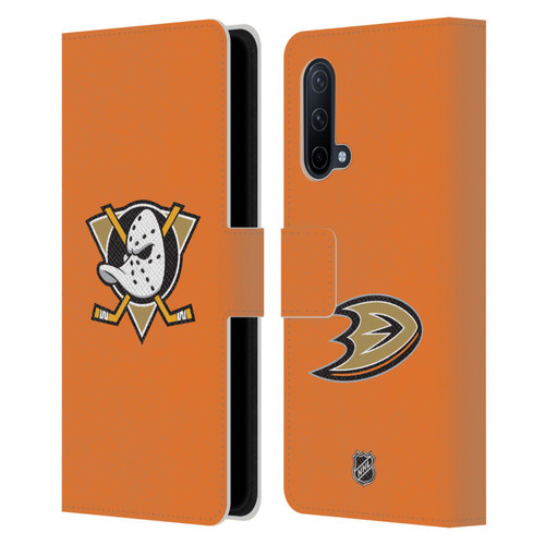 NHL Anaheim Ducks Plain Leather Book Wallet Case Cover For OnePlus Nord CE 5G