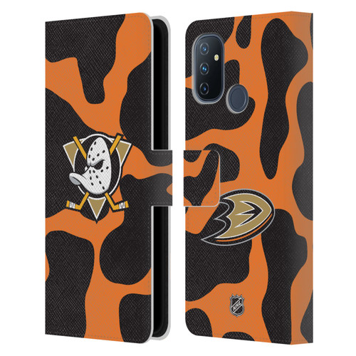 NHL Anaheim Ducks Cow Pattern Leather Book Wallet Case Cover For OnePlus Nord N100