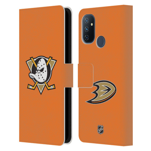 NHL Anaheim Ducks Plain Leather Book Wallet Case Cover For OnePlus Nord N100