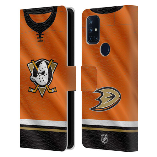 NHL Anaheim Ducks Jersey Leather Book Wallet Case Cover For OnePlus Nord N10 5G