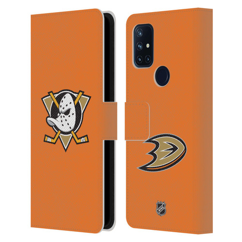 NHL Anaheim Ducks Plain Leather Book Wallet Case Cover For OnePlus Nord N10 5G