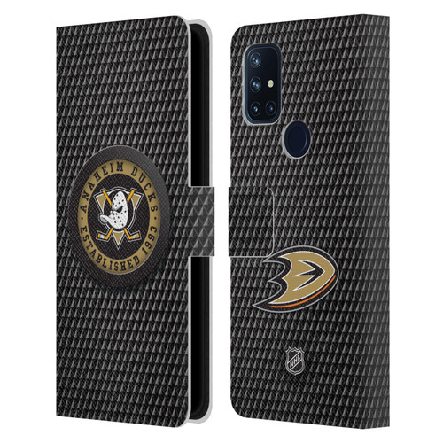 NHL Anaheim Ducks Puck Texture Leather Book Wallet Case Cover For OnePlus Nord N10 5G