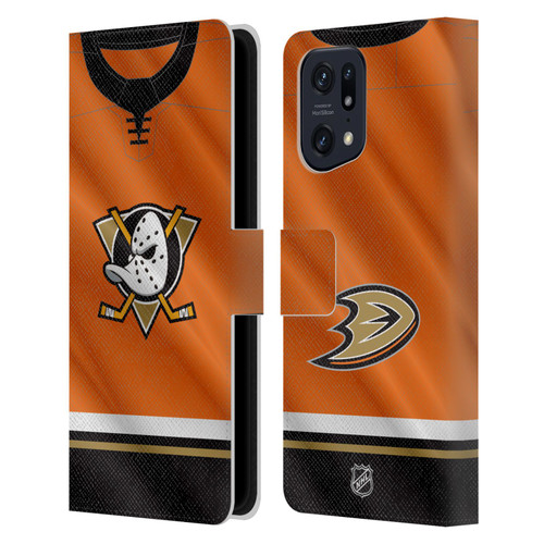 NHL Anaheim Ducks Jersey Leather Book Wallet Case Cover For OPPO Find X5
