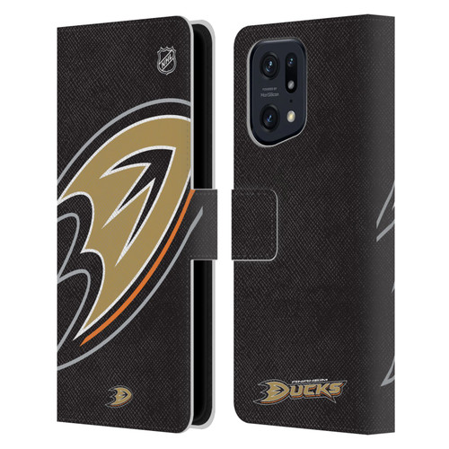 NHL Anaheim Ducks Oversized Leather Book Wallet Case Cover For OPPO Find X5 Pro