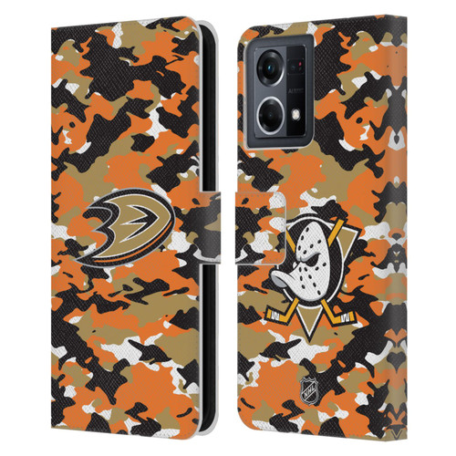 NHL Anaheim Ducks Camouflage Leather Book Wallet Case Cover For OPPO Reno8 4G