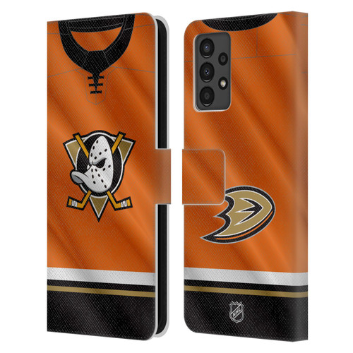 NHL Anaheim Ducks Jersey Leather Book Wallet Case Cover For Samsung Galaxy A13 (2022)