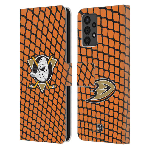 NHL Anaheim Ducks Net Pattern Leather Book Wallet Case Cover For Samsung Galaxy A13 (2022)