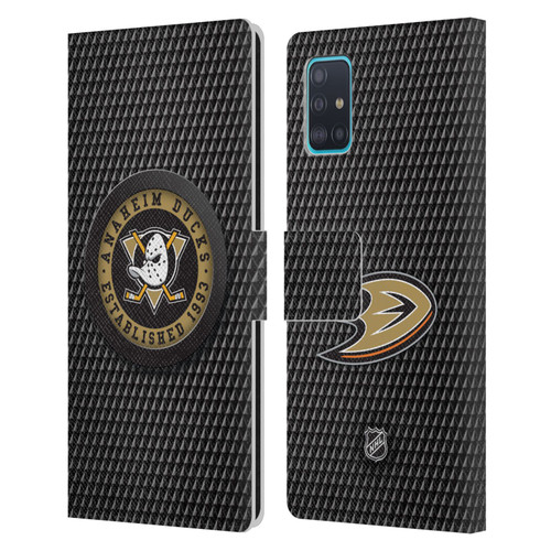 NHL Anaheim Ducks Puck Texture Leather Book Wallet Case Cover For Samsung Galaxy A51 (2019)