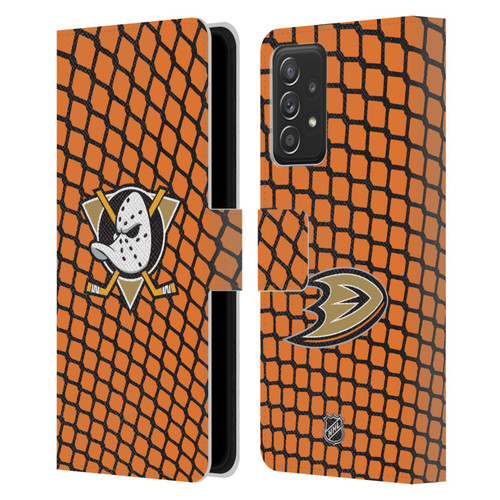 NHL Anaheim Ducks Net Pattern Leather Book Wallet Case Cover For Samsung Galaxy A52 / A52s / 5G (2021)