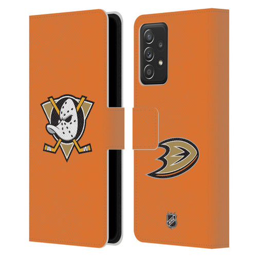 NHL Anaheim Ducks Plain Leather Book Wallet Case Cover For Samsung Galaxy A52 / A52s / 5G (2021)