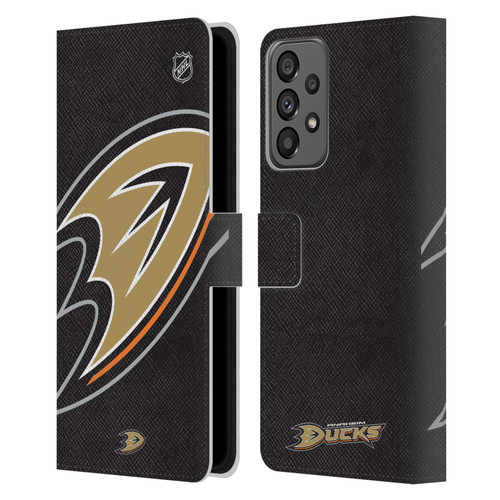 NHL Anaheim Ducks Oversized Leather Book Wallet Case Cover For Samsung Galaxy A73 5G (2022)