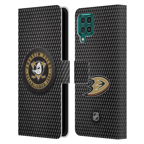 NHL Anaheim Ducks Puck Texture Leather Book Wallet Case Cover For Samsung Galaxy F62 (2021)