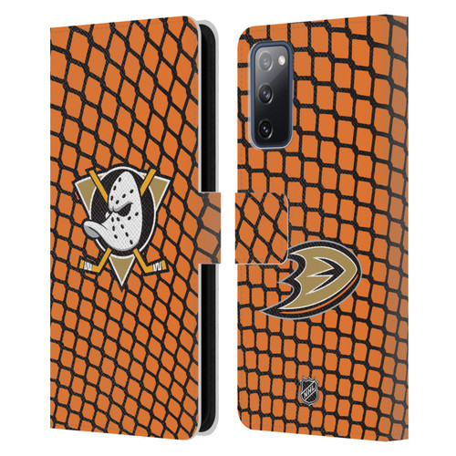 NHL Anaheim Ducks Net Pattern Leather Book Wallet Case Cover For Samsung Galaxy S20 FE / 5G