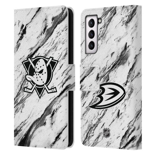 NHL Anaheim Ducks Marble Leather Book Wallet Case Cover For Samsung Galaxy S21 5G