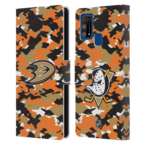 NHL Anaheim Ducks Camouflage Leather Book Wallet Case Cover For Samsung Galaxy M31 (2020)